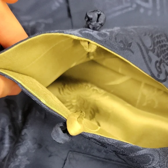 Reversible Asian Inspired Jacket Sage Green Blue Frog Closure Mandarin Collar - Picture 9 of 10